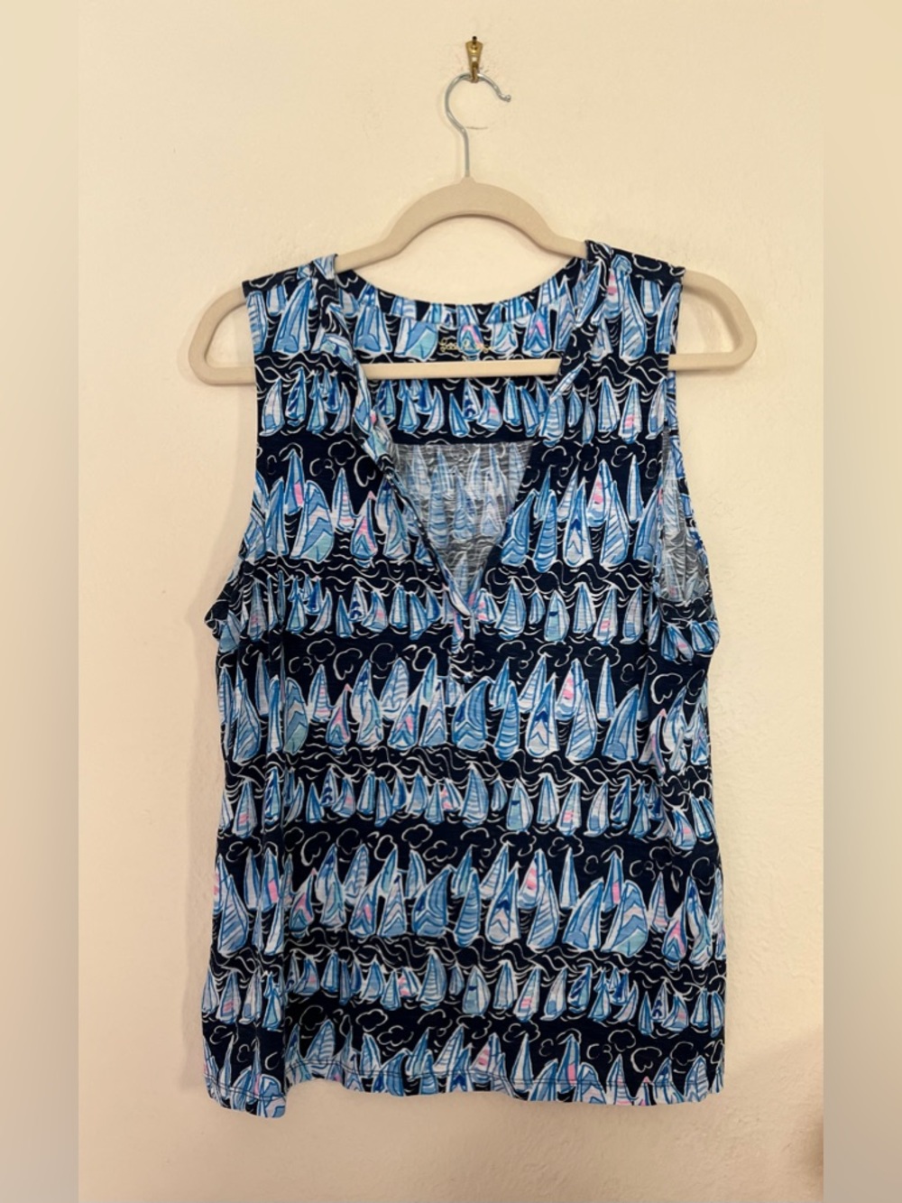 Lilly Pulitzer XL Dev low tide sleeveless top sailboats